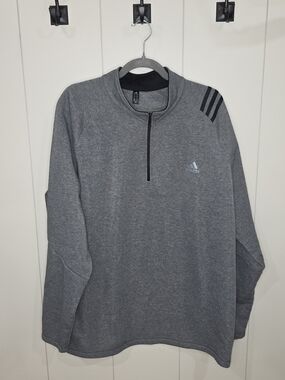 Adidas Men's Grey Quarter-Zip Pullover Sweatshirt Golf Sz 2XL